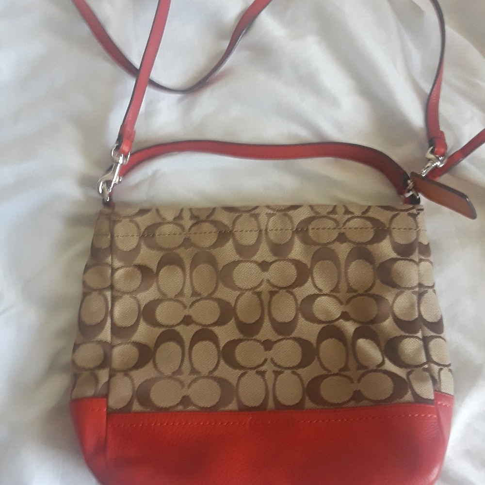Small coach monogram orange purse